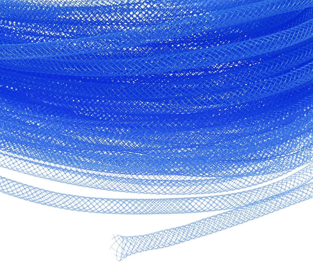 Mesh Tube Ribbon 45 Yards, 4mm Elastic Fabric Ribbons Mesh Tubing for Crafts/Gift Wrapping/Flower Bouquets/Wedding/Birthday/Holiday/Wreaths Christmas/Decoration[Blue]