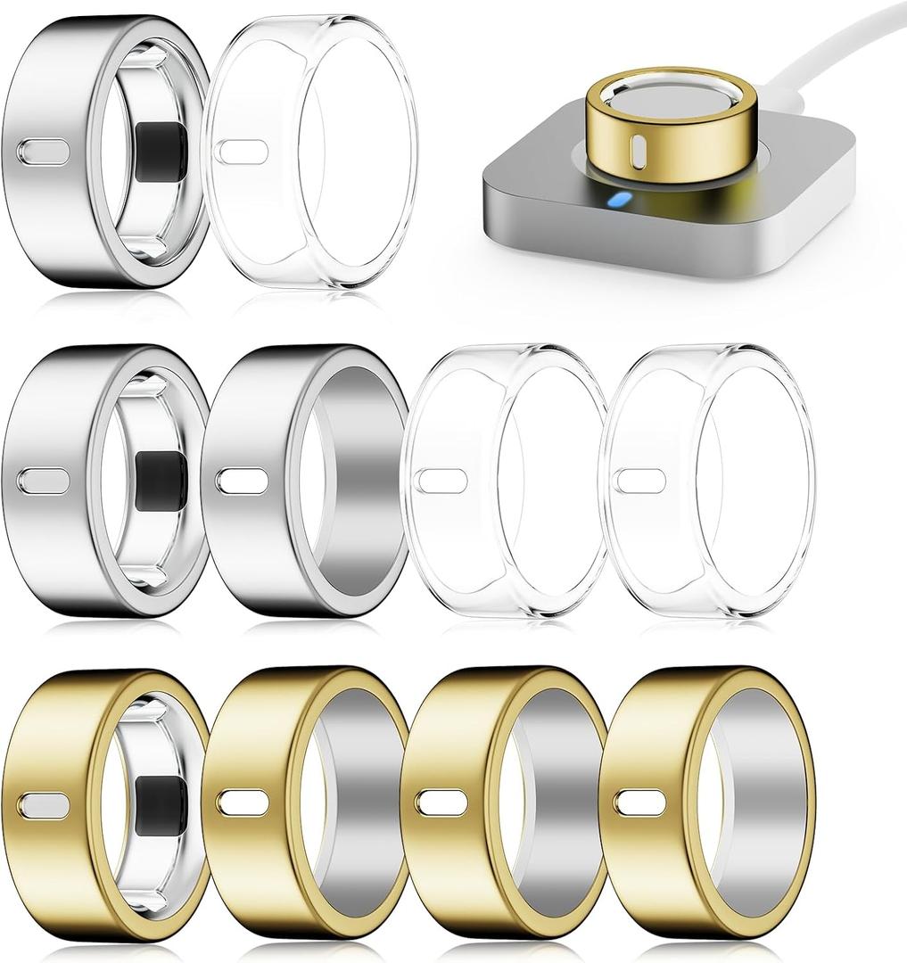 10 Pack Cover Compatible for Oura Ring 4/Gen 3 Heritage/Gen 3 Horizon,(NOT Compatible with Oura 4 Ceramic),Charging Directly,Rugged TPU Elastic Finger Protector for Workout Women Men-Size 7