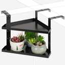 Office Cubicle Shelf Cubicle Storage Organizer Cubicle Accessories Height Adjustable Cubicle Corner Shelf with Adjustable Hooks (Large Black)