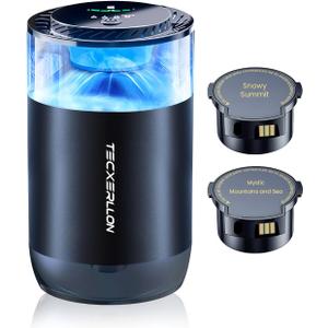 TECXERLLON Smart Car Air Freshener Diffuser with Ambient Light, 2 Refills | Oil Level Indicator, Auto On/Off, 4 Mist Modes,1600 Sprays, Rechargeable Aroma Diffuser for Car, Home, Office, Bedroom