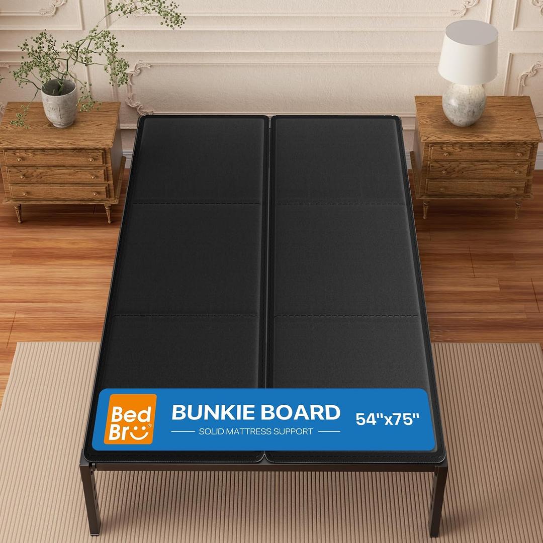 Full Bunkie Board 10mm (54" x 75") Black Under Mattress Support, Anti-Sag & Noise-Free, Breathable Low Profile Bed Board for Metal Frame, Platform & Slatted Beds