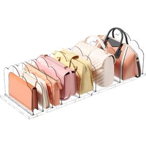 Lifewit Purse Organizer for Closet, Clear Handbags Storage Organizer, Adjustable Purse Holder Rack for Closet Organization, 2 Pack Bookshelf Separator Dividers for Clutch Bag/Shirts/Sweater in Bedroom