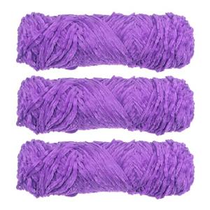 3 Skeins Chenille Yarn Soft Blanket Yarn 3x100gr/3.5oz (3x131yds) Polyester Velvet Fancy Fluffy Yarn Knitting for Crochet Weaving Scarf, Light Purple