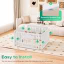 FDW Dog Playpen with Door, 24 Inch Puppy Play Pen for Small Dogs, Indoor Outdoor Plastic Pet Fence, Secure Locking Gate Pen, 38" L x 38" W x 24" H, White (4 Panels)