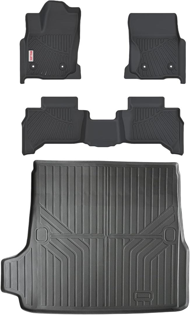 Floor Mats & Cargo Liner for 2025 2026 Toyota 4runner/4 Runner(Not for Hybrid), All Weather Protection Accessories Custom Full Set Liners Include 1st & 2nd Row Automotive Floor Mats