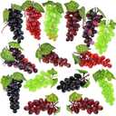Tayfremn 15pcs Artificial Grape Large Lifelike Artificial Grapes Decor Hanging Grapes Bunches Rubber Mini Grape in Red Black Purple Green for Wedding Kitchen Photography Decoration(5 Colors,3 Size)