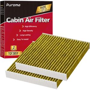 Puroma Cabin Air Filter with Activated Carbon Compatible with CP285, CF10285, Toyota Camry, RAV4, Highlander, Corolla, Sienna, Tundra, Prius, 4Runner, Subaru Outback, Lexus, Scion, Land Rover (2 pcs)