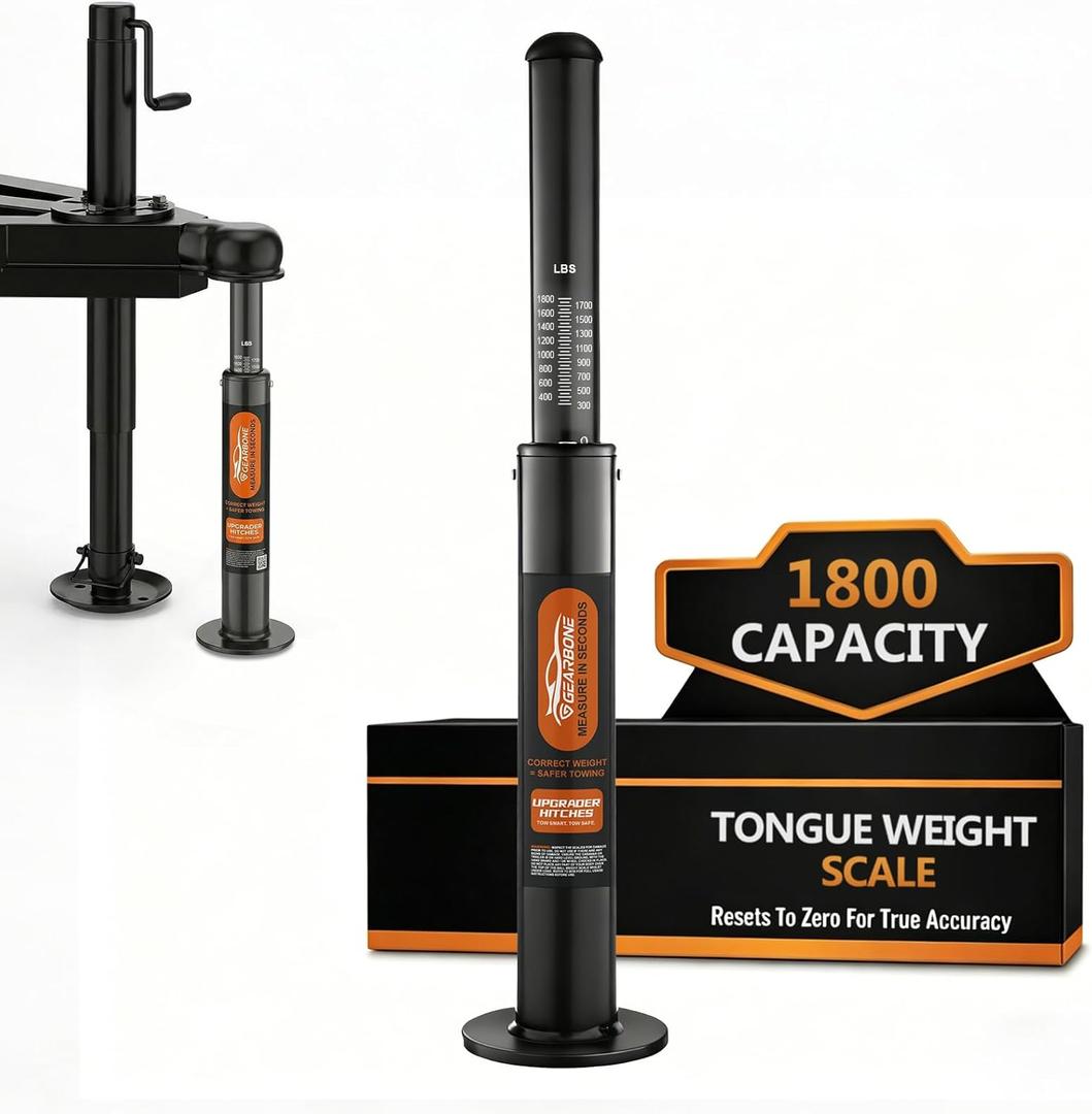 Trailer Tongue Weight Scale with Gauge, 1800 lbs (816 kg) Capacity A-Frame Jack, Heavy-Duty Steel, No External Truck Scale Fees for Travel Trailers, RV & Boat