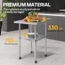 VIVOHOME 24 x 24 Inch Stainless Steel Work Table with Backsplash, Prep Commercial Table with Wheels for Restaurant, Hotel, Home and Warehouse