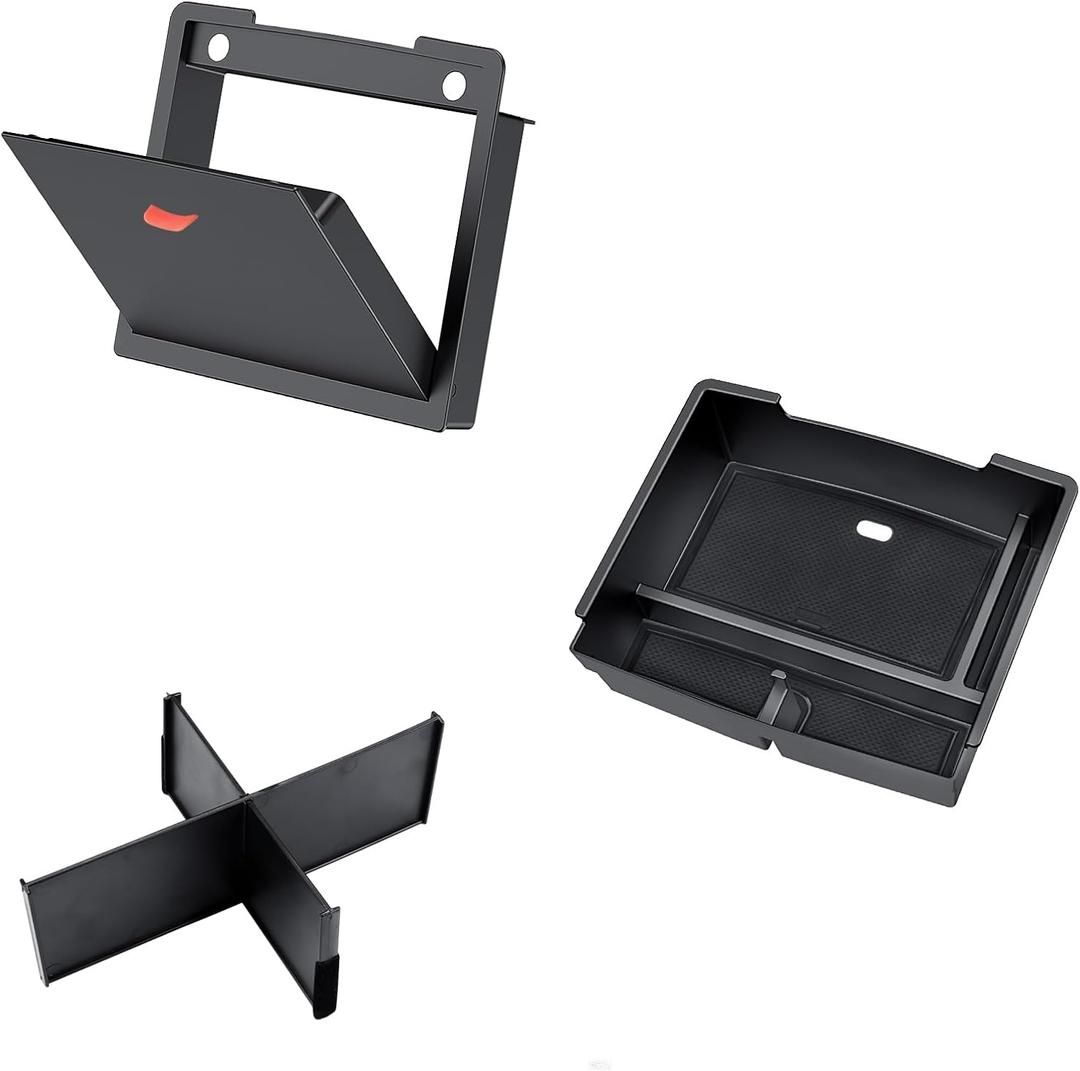 Center Console Divider Organizer for 2024 2025 Toyota Tacoma (4th Gen) Accessories, Interior Secondary Storage Insert Armrest Hidden Secret Privacy Middle Console Storage Box Tray Coin Holder, 3 PCS