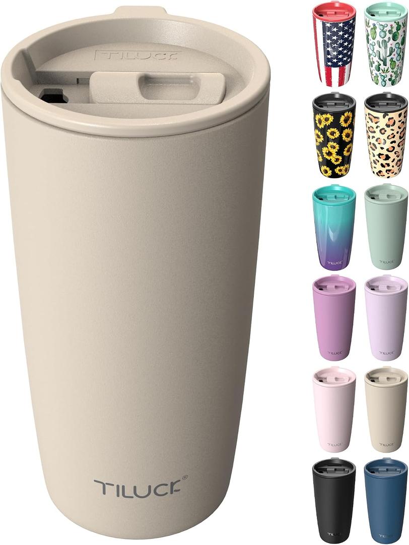 TILUCK 20 oz Insulated Tumbler with BPA-Free Lid, Stainless Steel Vacuum Travel Coffee Mug, Double Wall Coffee Tumbler20ozMatte MistyGray