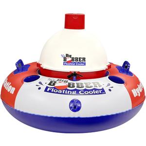 Hydration Station Float and Big Bobber Floating Cooler Bundle, Durable Inner Tube with Cup Holders & Mesh Bottom, Portable Drifter Cooler, Keeps Drinks Cold for Tubing, Boating & Outdoor Fun, 13.875" x 13.875"