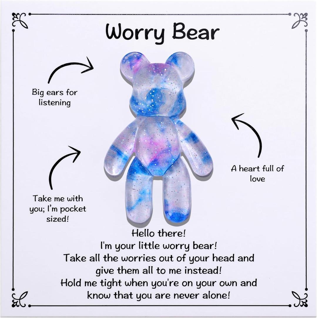 Aesnefe Pocket Bear Hug, Anxiety Relief Gifts for Men Women, Mental Health Positivity Gift for Anxious Friend, Stress Relief Gifts for Her, Comforting Gift for Son Daughter Back to School, Light Blue