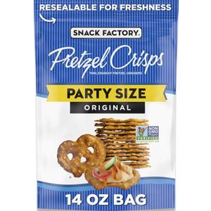 Snack Factory Original Pretzel Crisps, Non-GMO, 14 oz Party Size Bag (EXP 06/06/26)