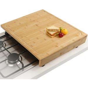 BAMOTTO CRAFTBAMBOO 20 x 22 Inch Bamboo Cutting Board, Stovetop Cover and Over-the-Sink Board with Detachable Legs & Non-Slip Front Lip, Reversible Kitchen Counter Chopping Board