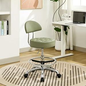 FIRAVOE Rolling Stool Adjustable Height 20"-27" Lash Chairs for Eyelash Tech, Hair Cutting Chair for Stylist (Green)
