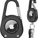 SCALLOP Air Tag Keychain with Carabiner,Thick Hard PC Air Tag Holder,IPX8 Waterproof,Secure Lock,Universal Wheel Key Chain (Black 1 Pack)