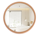 20 Inch Round Wall Mirror Oak Wood Grain Rustic Brown Framed Vanity Wall Mounted Bathroom Mirrors Farmhouse Decorative Mirror for Living Room Mantel Entryway Bedroom Hallways (Oak, 20"L x 20"W)