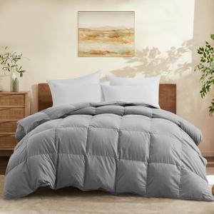 Joysoul King Size Down Comforter - All Season Ultra Soft Goose Down & Feather Fiber Fill, Luxury Hotel Dark Gray Duvet Insert with Corner Tabs (104" X 88")