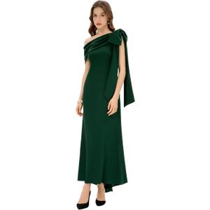 BABEYOND Formal Dress for Women - Prom Dress One Shoulder Evening Dresses Cocktail Party Dress for Wedding Guest (8, Dark Green)