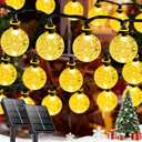1 Pack 64FT 100 LED Crystal Globe Solar Christmas String Lights Outdoor, Waterproof Solar Lights for Outside, 8 Lighting Modes Christmas Decorations for Garden Yard Porch Wedding Patio (Warm White)