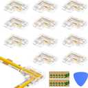EMITEVER 8mm LED Strip Connectors 12pcs, Led Corner Connector L-Shaped Gapless Connection Solderless Transparent Tape Light Connectors for 2-Pin COB/SMD LED Strip Lights 5V 12V 24V 48V