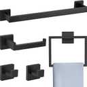 Matte Black 5 Pieces Bathroom Hardware Accessories Set Towel Bar Towel Holder Towel Racks Set for Bathroom,Stainless Steel Wall Mounted 16-Inch Towel Bar