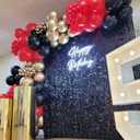 COKAOBE Black Shimmer Wall Backdrop, 48PCS Square Sequin Shimmer Backdrop Panel, Photo Backdrops for Birthday, Anniversary, Wedding, Graduation & Bachelorette Party Decoration