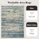 Art&Tuft Washable 9x12 Area Rug, Anti-Slip Backing Abstract Area Rugs 9x12 Living Room, Stain Resistant Rugs for Living Room, Foldable Machine Washable Area Rug (TPR19-Navy, 9'x12')