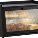 GHWIE Large Bread Box, Easy Access & Cleaning - Bamboo Bread Box for Kitchen Countertop with Acrylic Door (Black, Medium)