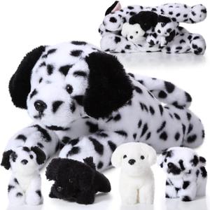 Skylety 5 Pcs Dog Stuffed Animal Puppy Stuffed with Babies Inside 1 Big Mommy with 4 Mini Baby Cute Soft Toy for Valentine Children Birthday Party Adopt a Puppy Favor(Dalmatians)