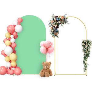 Arch Backdrop Stand and Cover Set, 7.2FT Metal Photo Balloon Arch Backdrop Stand for Wedding Birthday Party Baby Shower Ceremony Graduation Decoration, Green