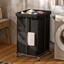 Laundry Basket 150L (39.6 gallons), Oxford Fabric Laundry Hampers, Metal Frame and Removable Bag Design with Wheels, Suitable for Bedroom, Bathroom, Dorm Room, Laundry Room (Pure Black)