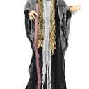 JOYIN 65 Halloween Decorations Outdoor Animatronics Standing Hunchback Witch with Light Creepy Sound Decor, Radar Motion Activated Scary Haunted House Prop for Yard Lawn Garden Outside Indoor