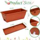 12Pcs 17Inches Rectangle Planter Box with Drainage Holes and Trays Plastic Planters Flower Boxes Pots for Indoor Outdoor Plants Patio Garden Home Decor Porch Yard (Red)