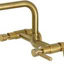 Kingston Brass Concord 8-Inch Adjustable Center Wall Mount Kitchen Faucet, Brushed Brass