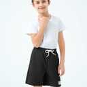 Haloumoning Boys Corduroy Shorts Kids Casual Elastic Waist Drawstring Summer Shorts with Pockets 5-14 Years (11-12 Years, Black)