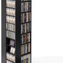 VEVOR Media Storage Cabinet, CD Rack Tower, 34 Compartments Rotating Media Tower Rack for CDs, DVDs, Books and Game Discs, DVD Stand for Living Room, Home Office and Recording Room, Black