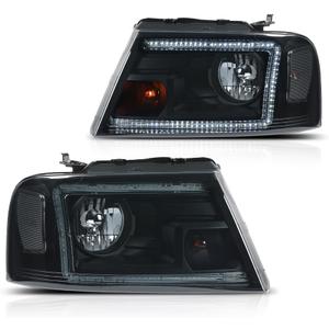 CHEDA LED Headlights Pair Fit Ford F150 2004-2008 | Fit Lincoln Mark LT 06-08 FO2503247 FO2502247 Smoke Lens Black Housing Clear Reflect Headlight Assy