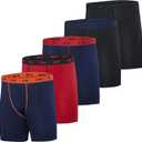 Real Essentials 5 Pack: Mens Compression Shorts - Quick Dry Performance Active Underwear XXL