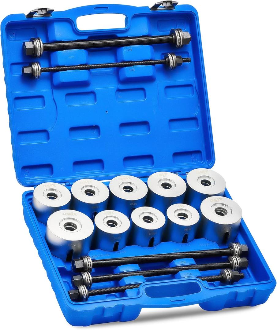 Orion Motor Tech Bushing Press Kit, 27pc Pull and Press Sleeve Kit for Most LCV HGV Engine Cars Vehicles, Universal Seal Bearing Bushing Removal Installation Tool Kit 5 Pulling Spindles with Nuts Case