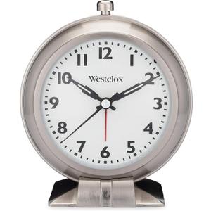 Westclox Big Ben Classic Alarm Clock - Silver Metal Round Design, 6.3" x 4.7" Analog Display, Battery-Powered, Glass Lens, Large Numbers, Metal Bezel, Case & Stand, Real Bell Loud Alarm, Vintage Style (Medium)