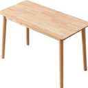 Rectangular Kitchen Solid Wood Dining Table 46.8 inches Legs Sturdy Natural Rubber Wood and Walnut Color (Natural Oak)