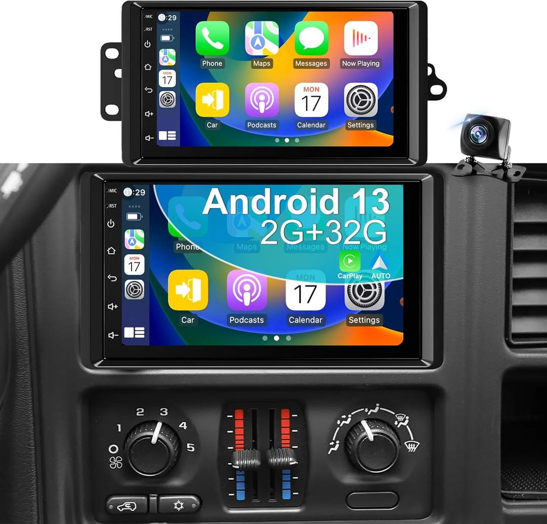 5GWiFi6 Upgrade Radio for Chevrolet Chevy Silverado 1500 2003-2006, Tahoe GMC Sierra 1500 2003-2006, Yukon 2004-2006, Colorado Avalanche Savana Stereo Touchscreen 7" CarPlay Android Auto GPS Camera FM