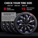15" Black Wheel Rim Cover Hubcaps Replacement R15 Hub Caps Snap On Universal Wheel Rim Cover ABS Exterior Accessories for Car Trunk SUV Set of 4
