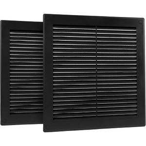 2-Pack 10" x 10" (Outer Size) Square Air Vent Cover  Black Plastic Vent Deflector - Screen Mesh, Surface Mount Wall Ceiling  Cold Air Return Soffit Air Vent Cover - Register Indoor Outdoor