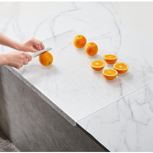 Acrylic Cutting Board with Counter Lip, Large Textured Clear Non Slip Cutting Board for Kitchen Countertop Protection(17.7"X23.6")