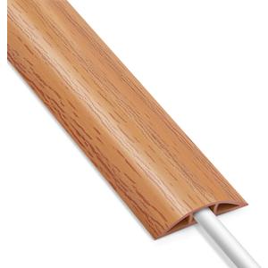 Cord Covers for Wires on Floor 6FT, Cord Cover Floor, Wood Yellow Oak Floor Cable Management, Cable Protector Prevent Cable Trips Floor Cable Covers for Cords, Cable Cavity: 0.47" (W) x 0.24" (H)