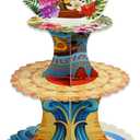 Tropical Hawaiian Birthday Cupcake Stands, Cartoon Movie Theme 3 Tier Paper Cupcake Rack Tropical Flower Party Decorations for Baby Shower Boys Girls Birthday Party Supplies (Fantasy Style)