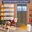 JUIN Door Screen Magnetic Closure: Fit 36 x 80 Inches Door - Doors Screen Insulation Window Cold Blanket Soundproof Cover for Winter Thermal Insulated Heat - Gray (Curtain Size 38x82)
